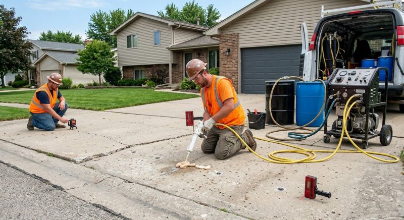 Sunken Driveway Lifting in West Des Moines, IA